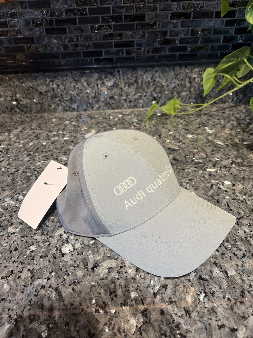 Audi Quattro Nike Dri Fit Baseball Gray Embroidered cap Adjustable Strap NWT